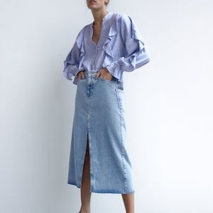 Zara Rustic Linen Shirt with Ruffles, New With Tags!